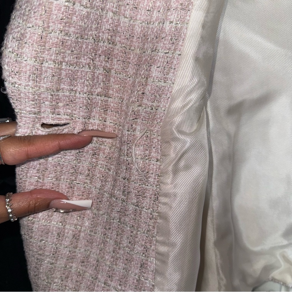 ZARA Pink Tweed Double-Breasted Blazer Jacket - Picture 17 of 17